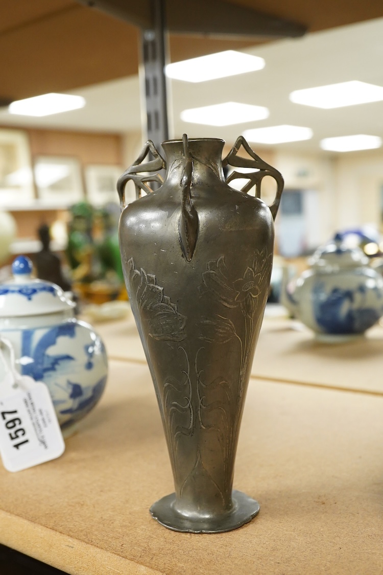 Orivit, an Art Nouveau pewter vase, numbered 2183, 18cm high